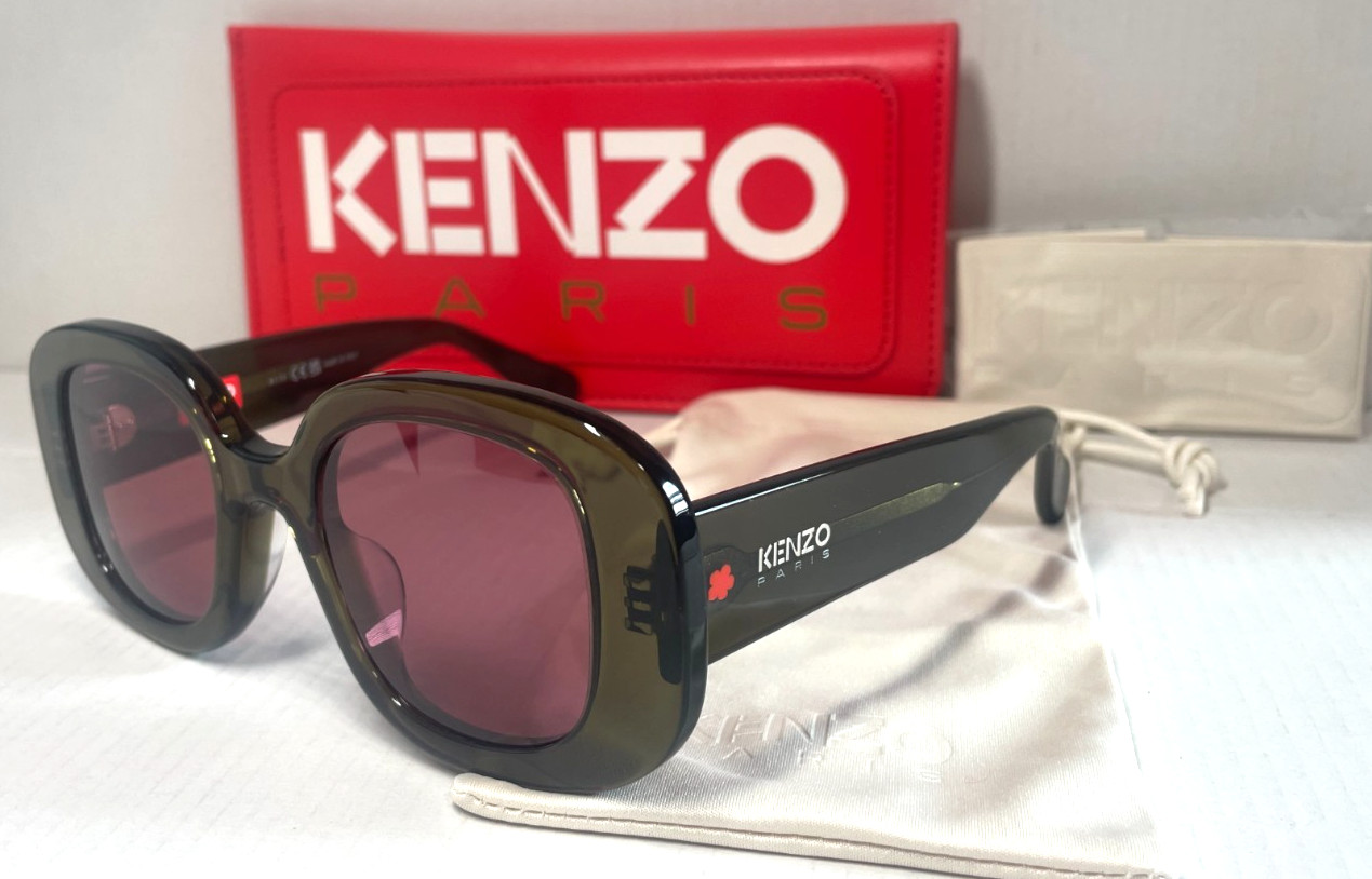 NEW KENZO PARIS KZ40170U 96Y TRANSPARENT OLIVE/SMOKE PINK LENS SUNGLASSES 48-23