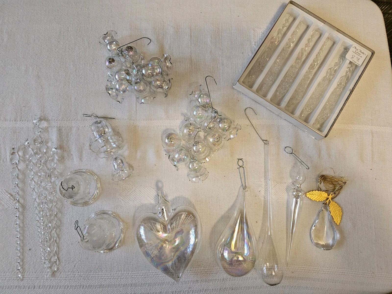 Odd Lot Vtg Glass Ornaments Teardrops Bells Icicles Pear Irredecent Spun Glass Odd Lot Vtg Glass Ornaments Teardrops Bells Icicles Pear Irredecent Spun Glass