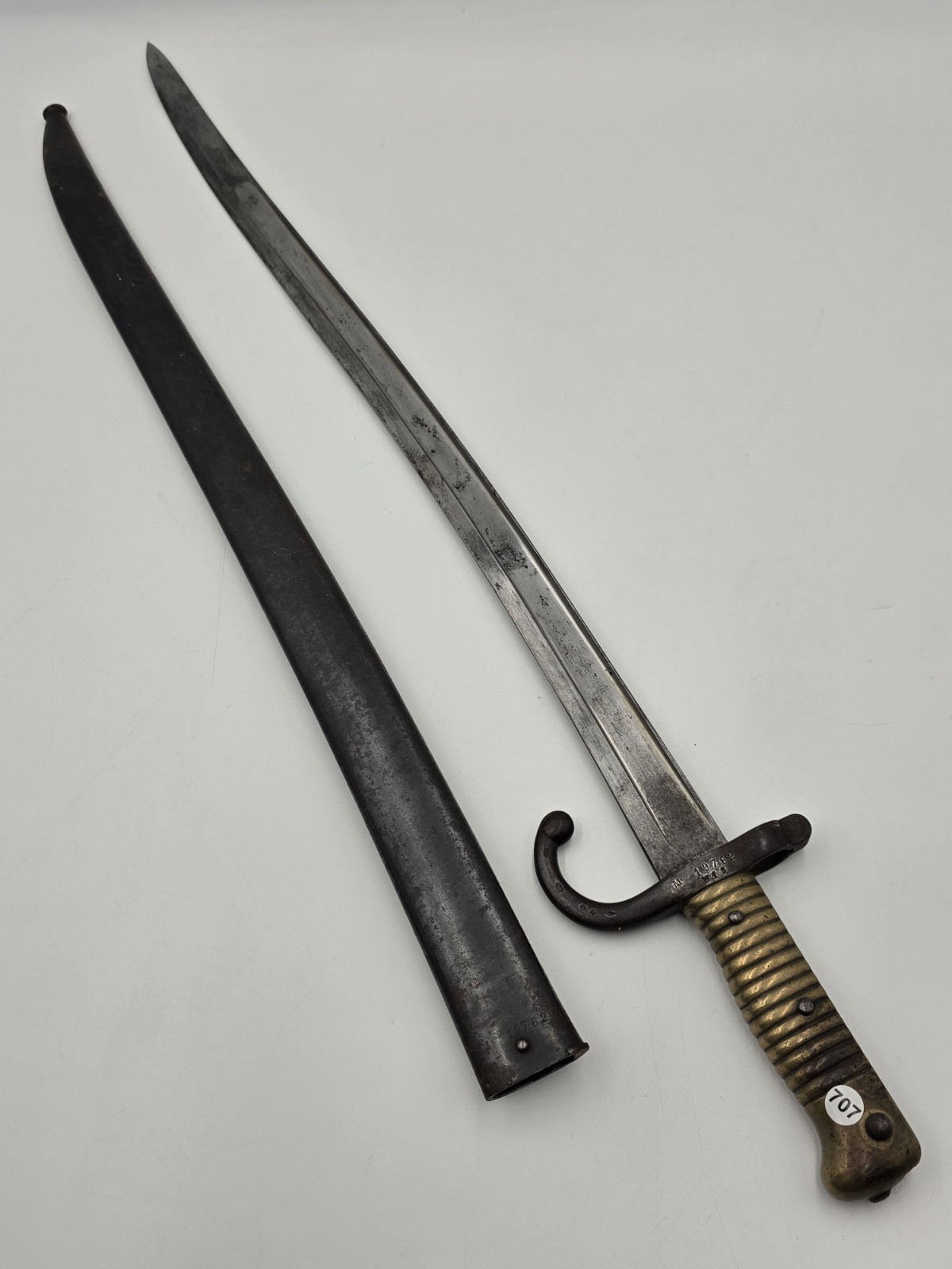 Antique French M1866 Chassepot Yatagan Bayonet St Etienne 1873 Matching Scabbard