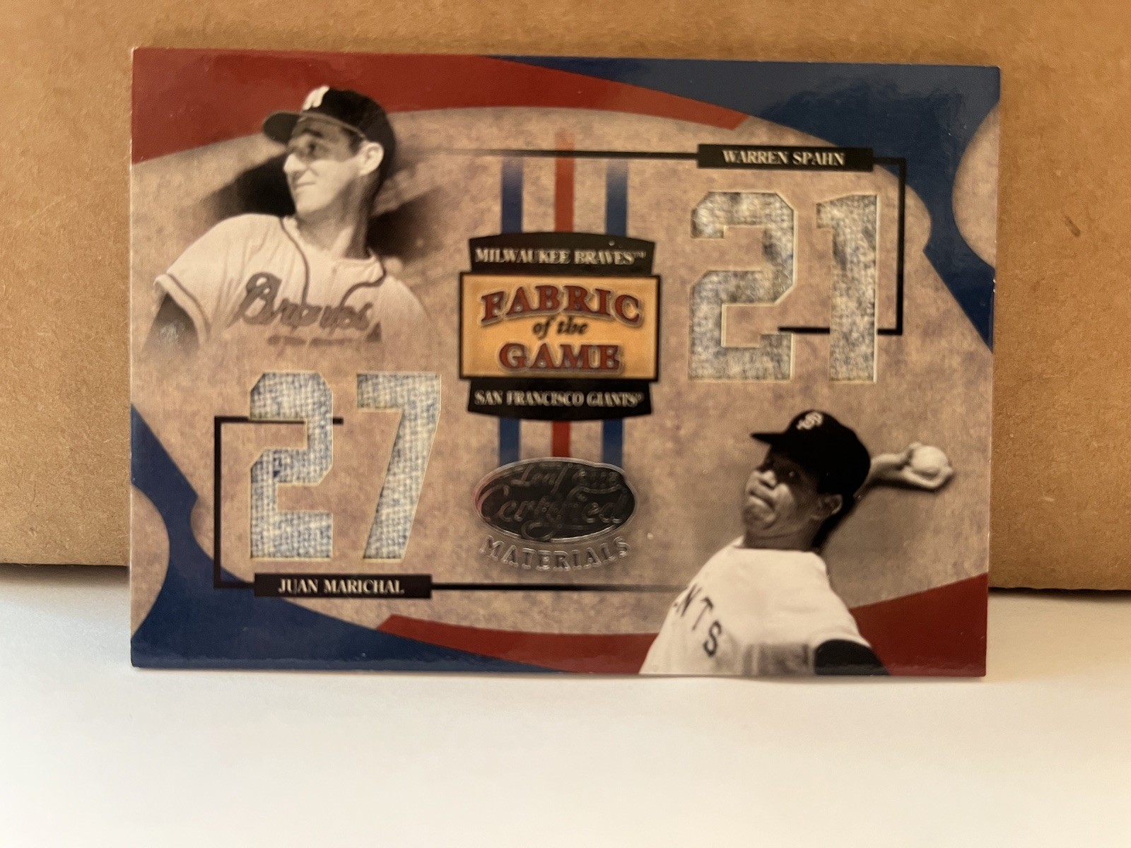 2005 Leaf Fabric of the Game DUAL MATERIAL WARREN SPAHN JUAN MARICHAL