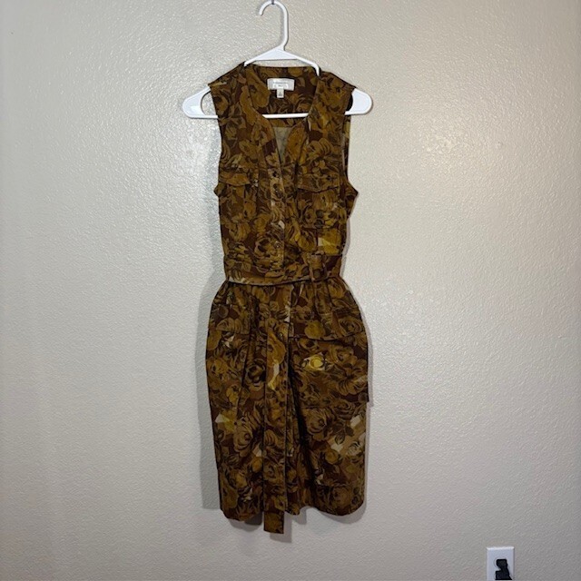 Anthropologie Moulinette Soeurs  Brassica Safari Belted Floral DRESS SZ 4