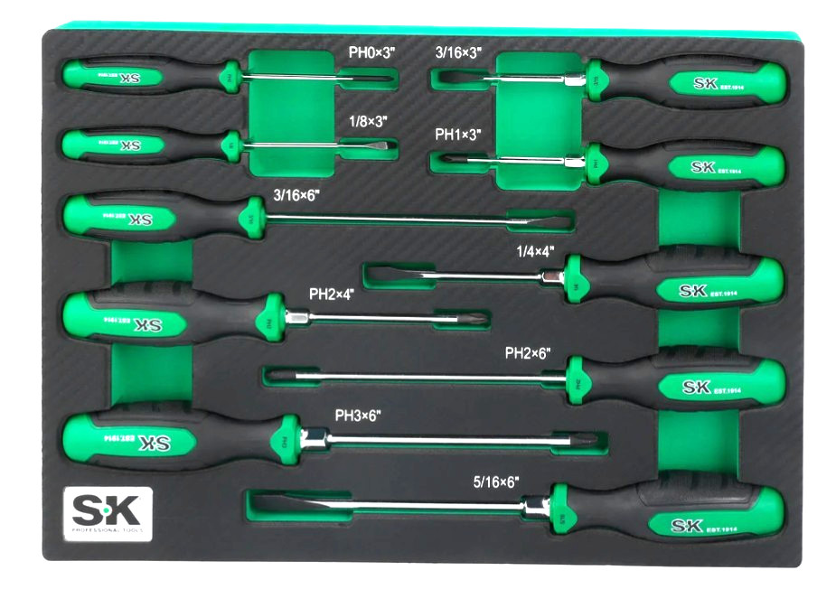 SK Professional Tools 10 Piece Dual-Material Magnetic Screwdriver Set WARRANTY SK Professional Tools 10 Piece Dual-Material Magnetic Screwdriver Set WARRANTY
