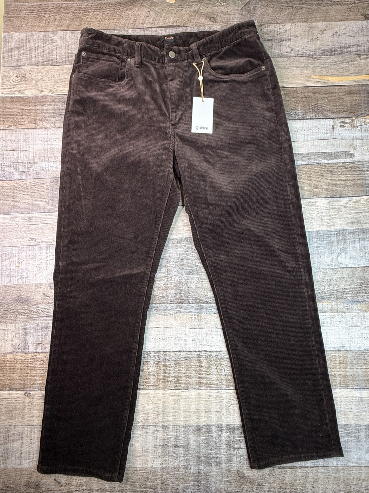 NEW Quince Mens 34x30 Organic Stretch Corduroy 5-Pocket Pants Espresso Brown