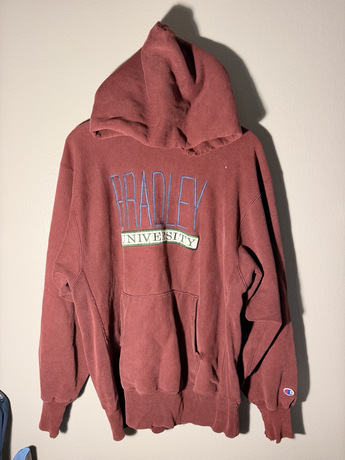VTG 90s Champion Bradley University Reverse Weave Hoodie SIZE XL
