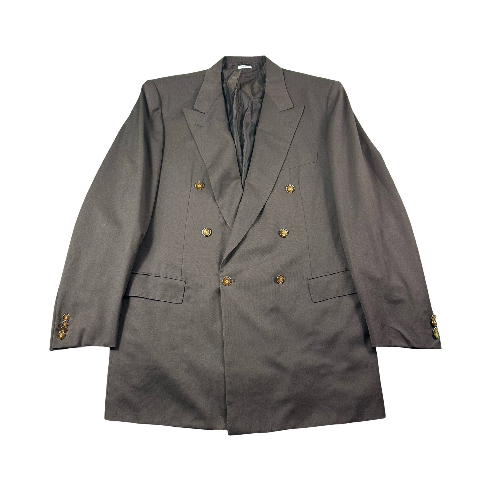 Brioni Tiberio Brown Double Breasted Pure Wool Metal Button Blazer Size 46R