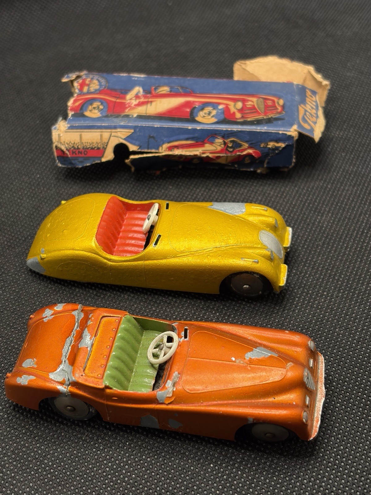 50s Tekno Denmark Die-Cast Lot: Jaguar XK120 & Alfa Romeo Box + Parts Car