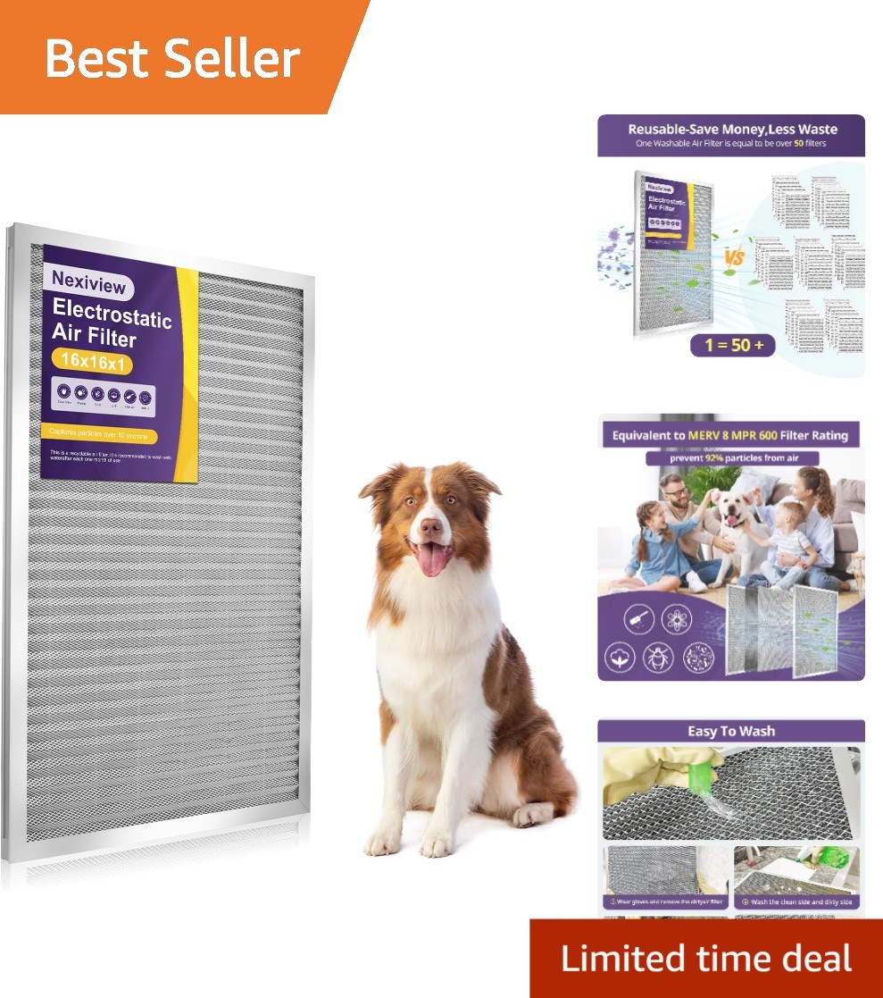 Durable 16x16x1 Aluminum Electrostatic Furnace Filter - Easy Install & Clean