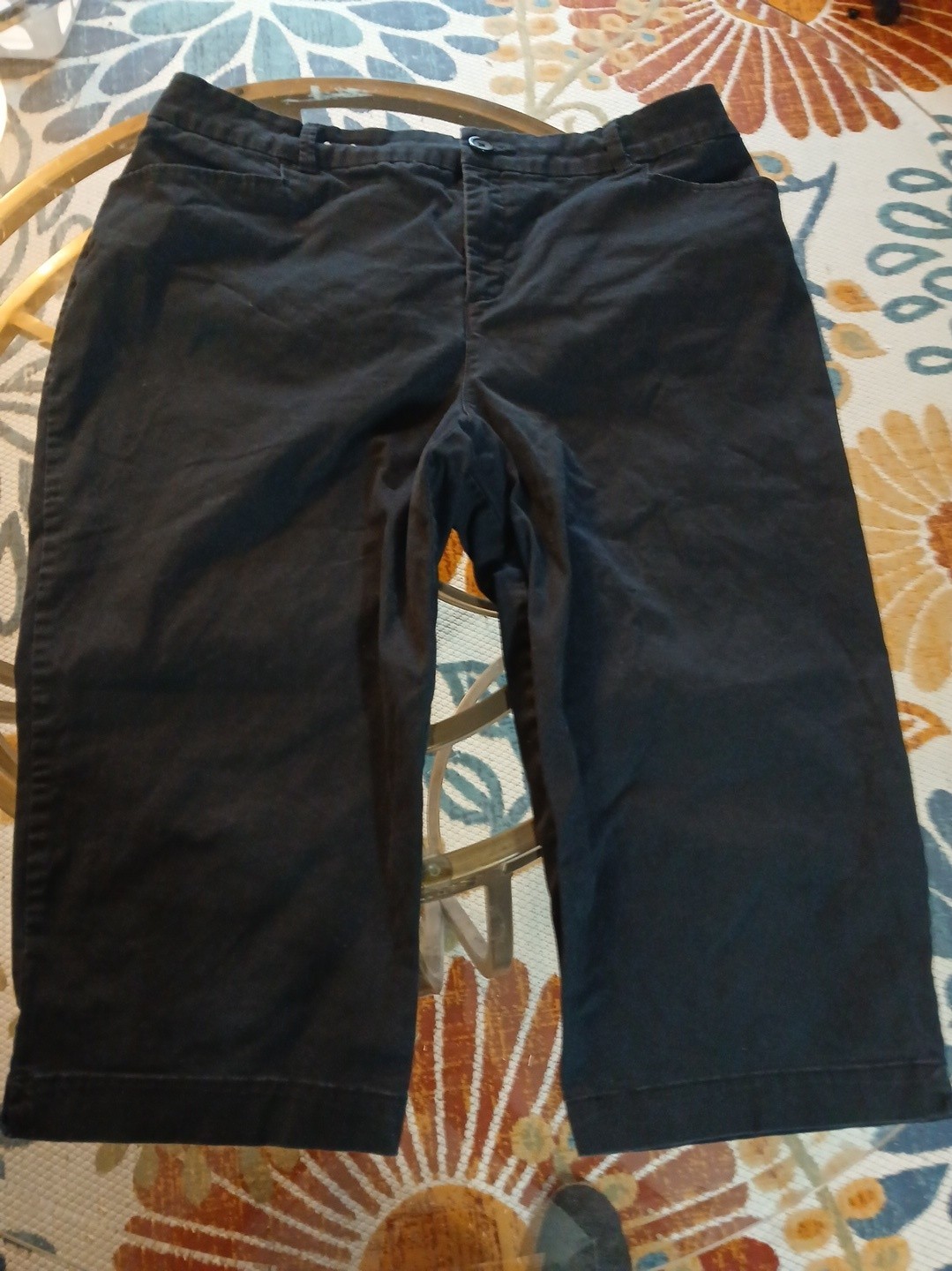 W34 X L17 ALTERED CROFT & BARROW NAVY CAPRIS WITH SLITS IN WOMENS SZ 16W STRETCH