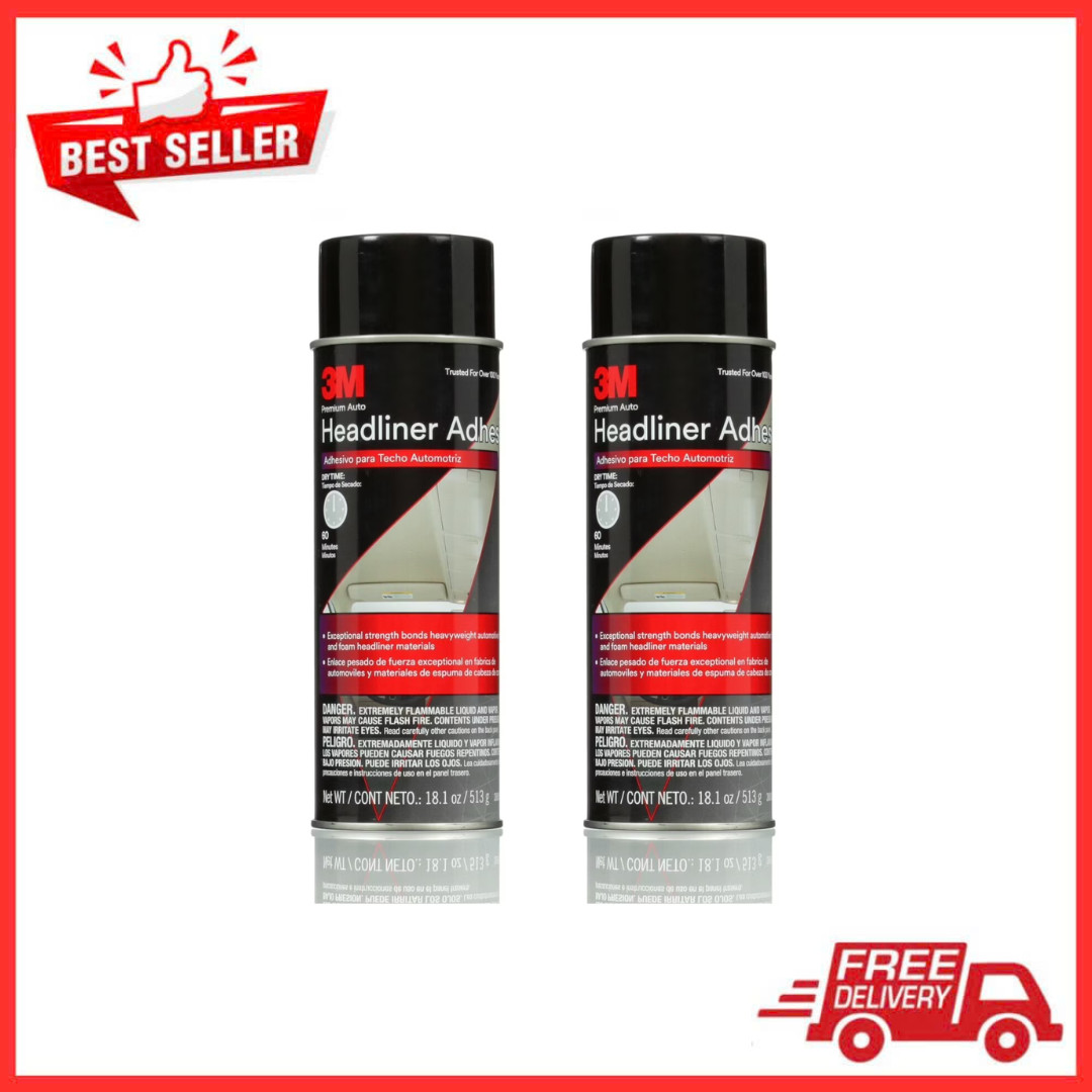 2 Pack 3M 38808 Headliner Spray Adhesive Fabric Foam Carpet Glue, 18.1 oz Cans 2 Pack 3M 38808 Headliner Spray Adhesive Fabric Foam Carpet Glue, 18.1 oz Cans