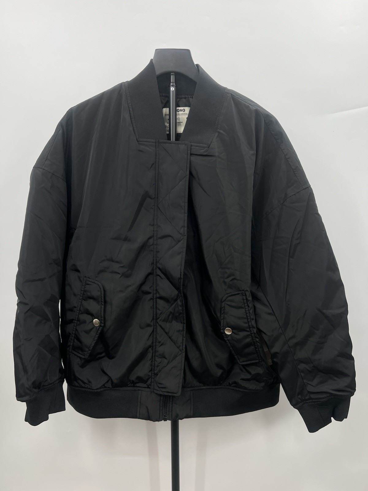 CISONO Padded Bomber Jacket  Black Oversized Wind Resistant  Size L