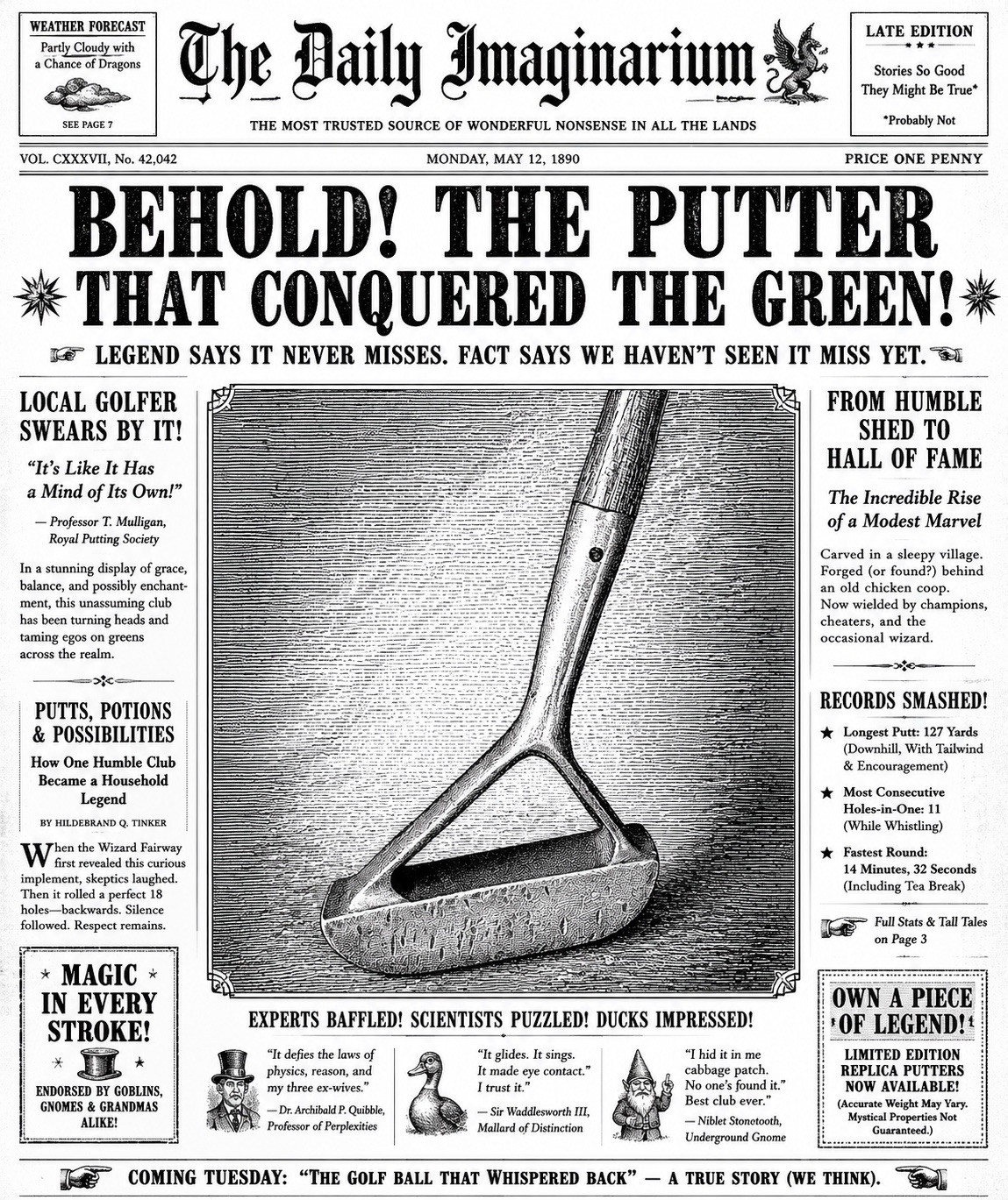 Antique Hickory Shafted “Otto Hackbarth” Aluminum Forked Hosel Putter - Pat.