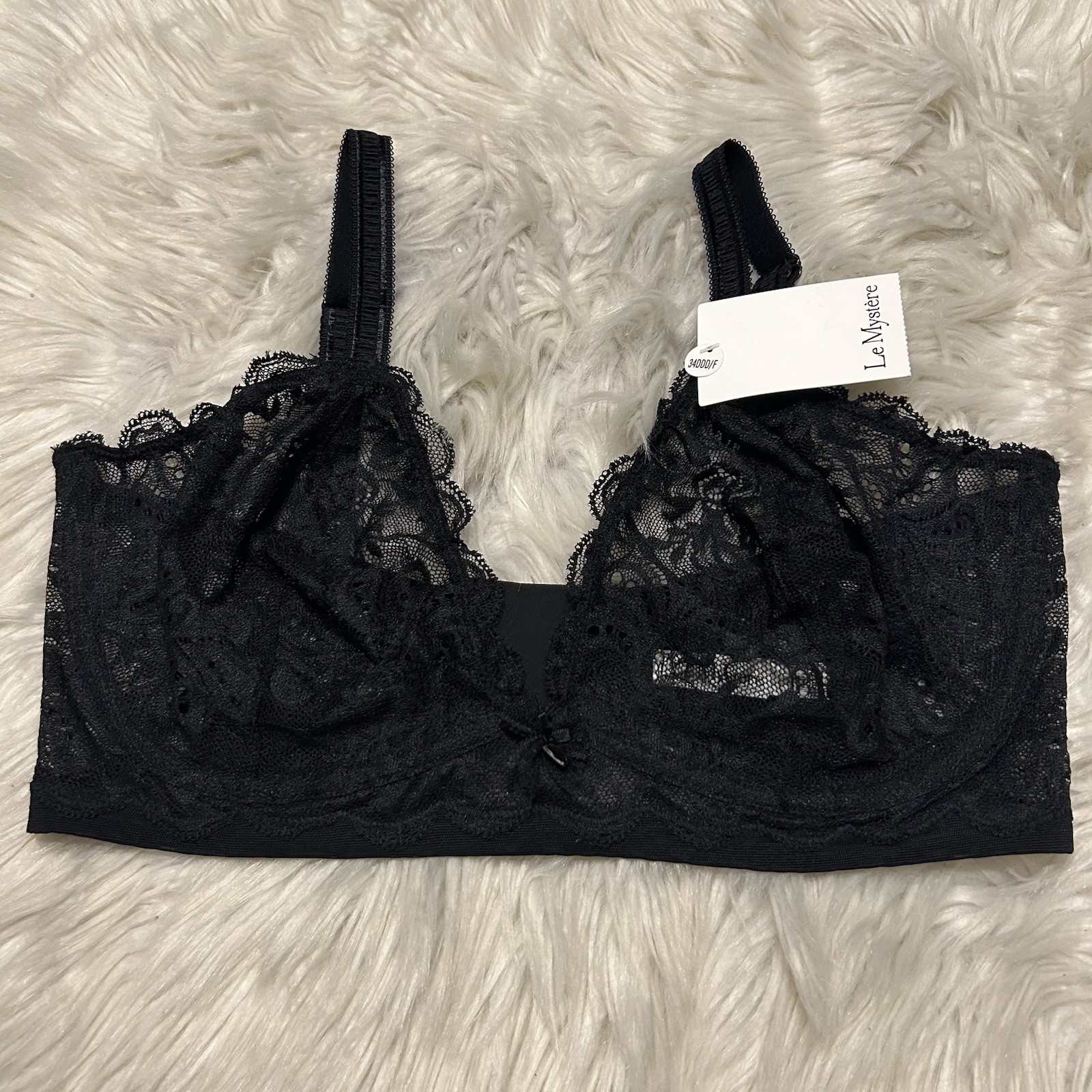 Le Mystere 34DDD/F Bralette Black Sophia Lace Underwire Back Closure NEW Le Mystere 34DDD/F Bralette Black Sophia Lace Underwire Back Closure NEW