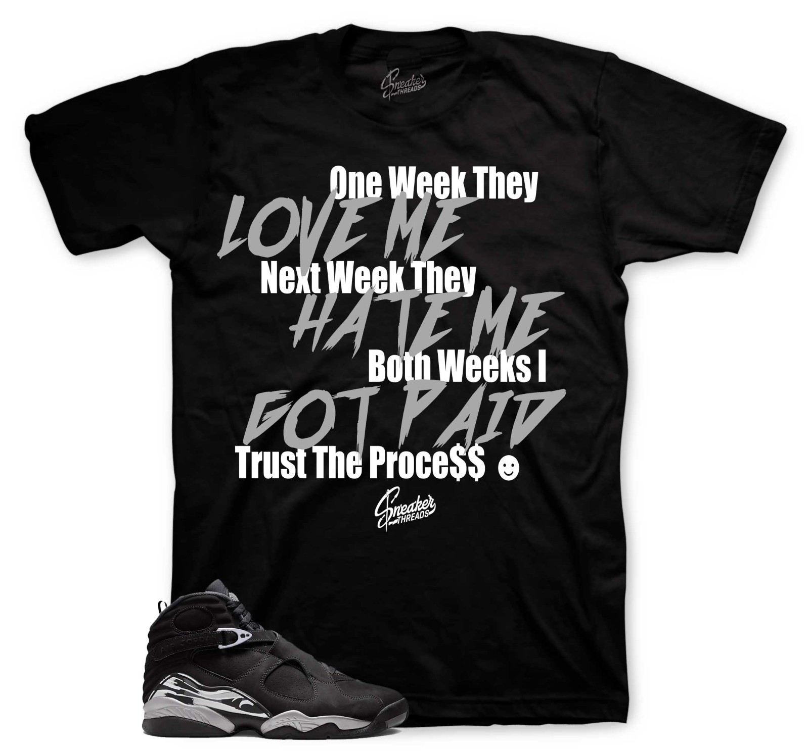 T-Shirt To Match AJ Retro 8 Chrome Sneakers - Trust The Process Sneaker Tees