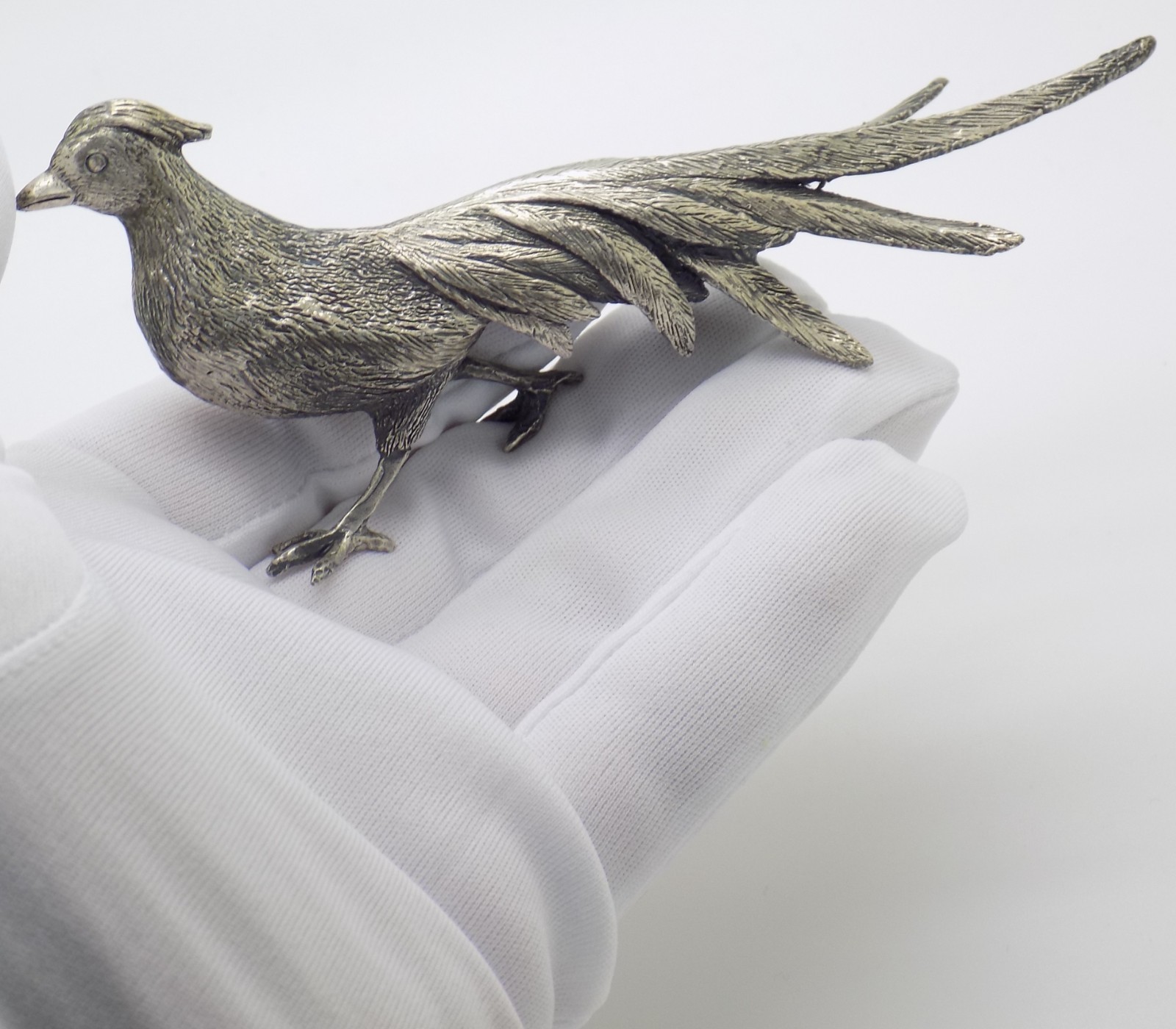 Vintage 800 Silver Pheasant Made Raspini Arezzo (Tuscany) Sculpture Italy