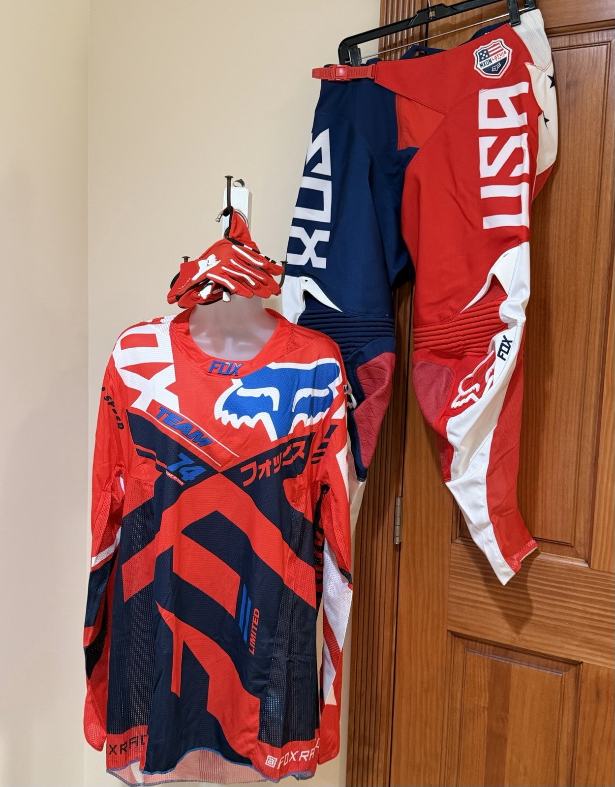 NEW FOX RACING 360 “RED WHITE AND BLUE” L.E. MOTOCROSS PANTS JERSEY GLOVES SET