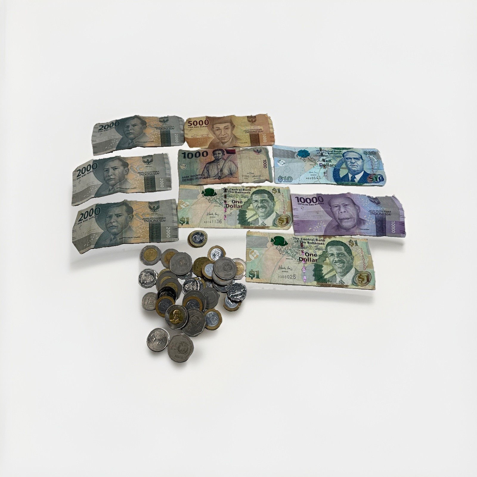 Mixed Foreign Currency Lot Bahamas Indonesia Dominican Republic Bills Coins