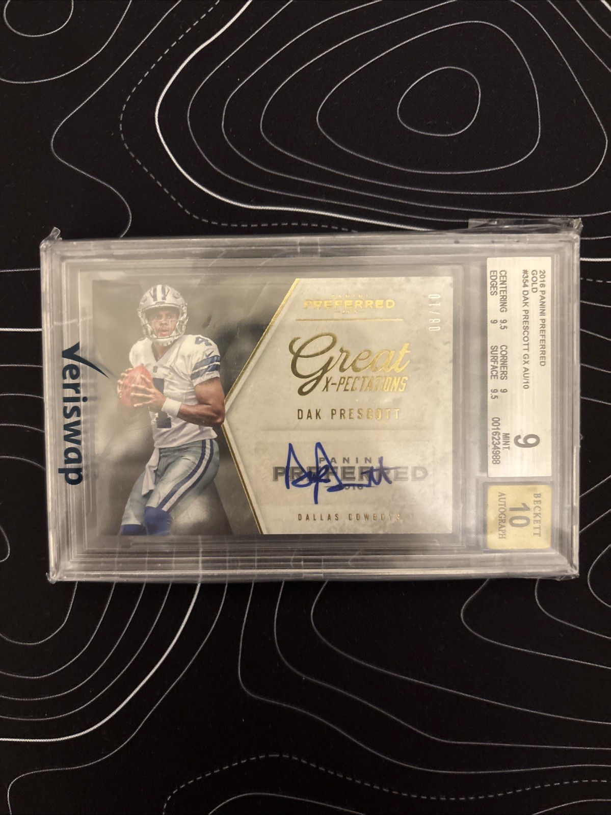2016 Panini Preferred Great X-Pectations Dak Prescott Gold /10 (AU, RC) BGS 9