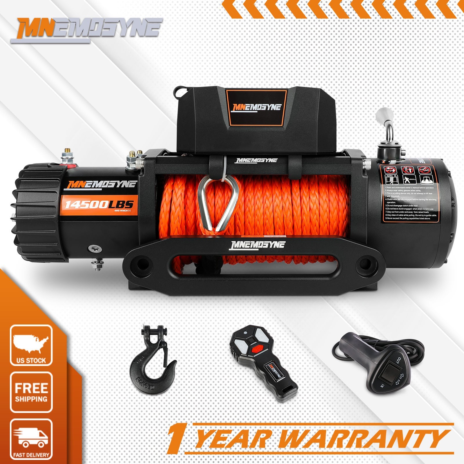 MNEMOSYNE Electric Winch 13000LB 13500LB 14500LB Truck Trailer Jeep Offroad 4WD