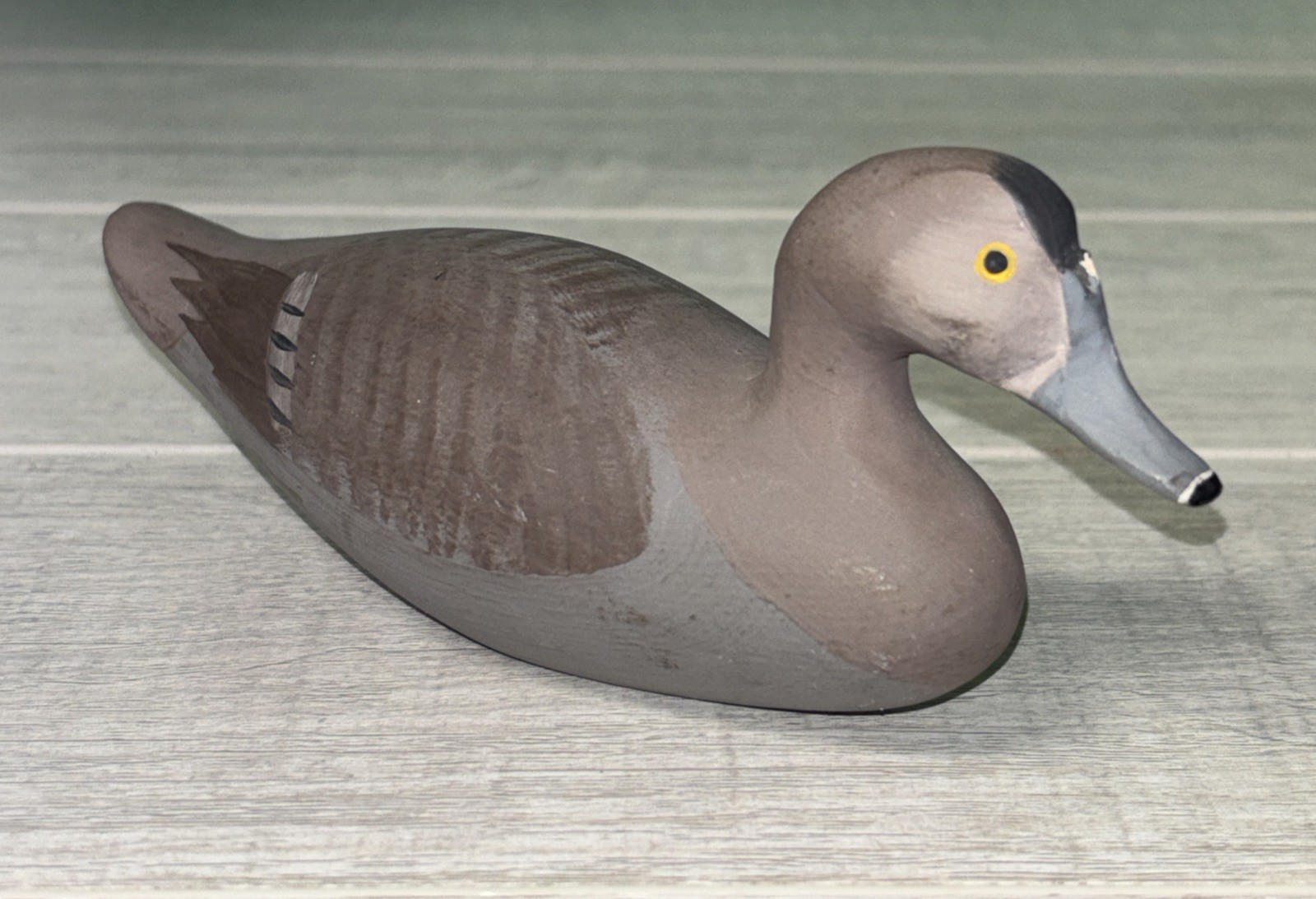 Vtg BOB JOBES 6” Mini CANVASBACK HEN Hand Carved Painted Duck Decoy 1985 *chip*