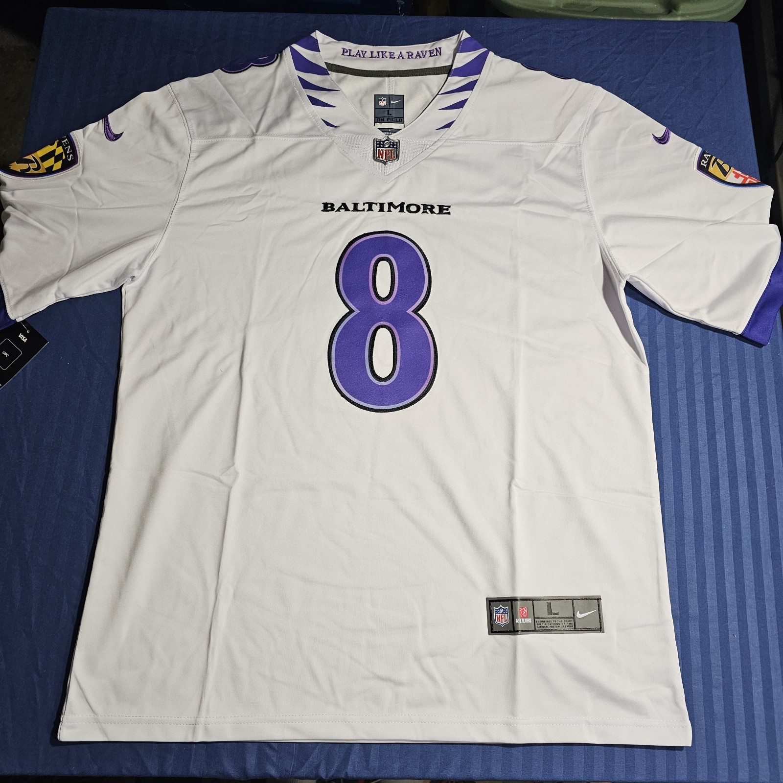 NFL Jersey #8 Lamar Jackson Baltimore, New, White, XL NFL Jersey #8 Lamar Jackson Baltimore, New, White, XL