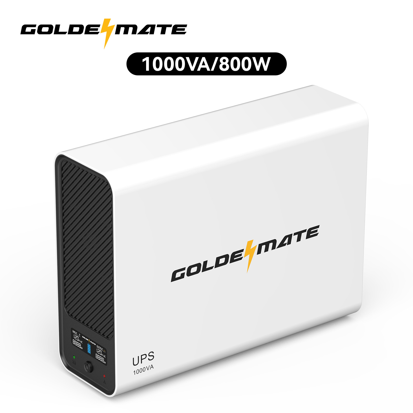 Goldenmate UPS 1000VA/800W LiFePO4 Battery Backup UPS Surge Protector for PC