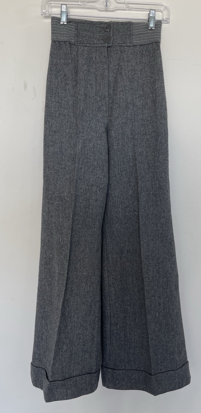 Vtg Bobbie Brooks ‘70’s Gray Wool Bell Bottom Cuff Pants Sz 4