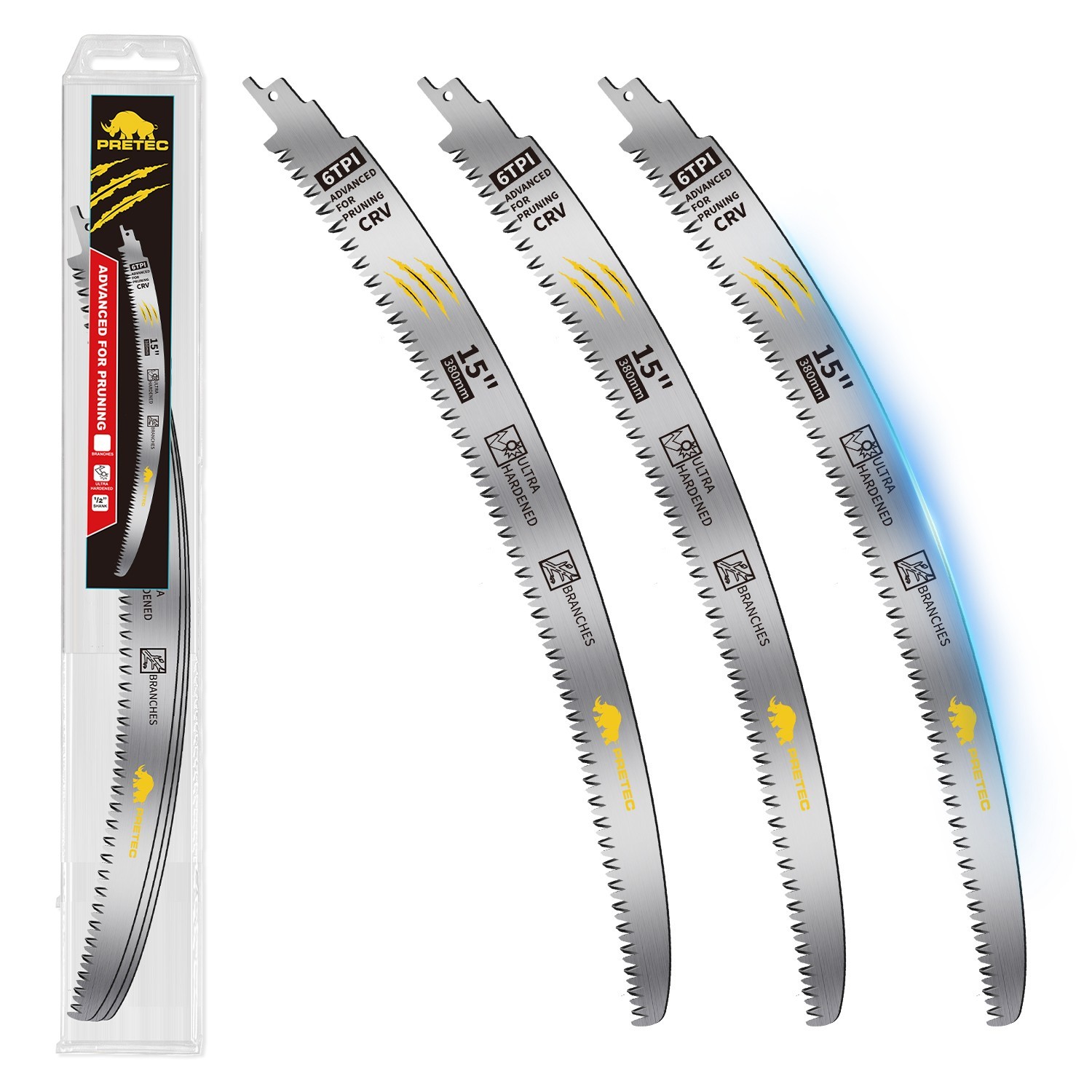 15 Inch 6TPI Reciprocating Saw Blade Japanese Teeth Wood Pruning Arc Edge 3 Pack