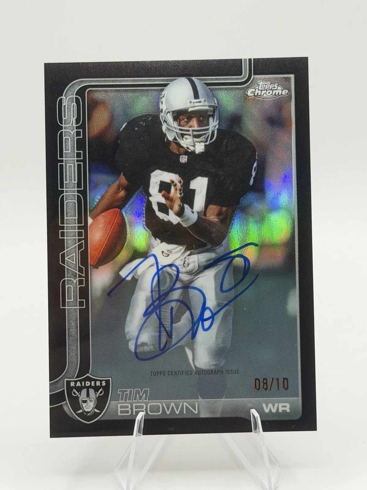Tim Brown Topps 2025 Chrome Football Legends Black Auto #08/10 SSP #CLA-TBR Tim Brown Topps 2025 Chrome Football Legends Black Auto #08/10 SSP #CLA-TBR