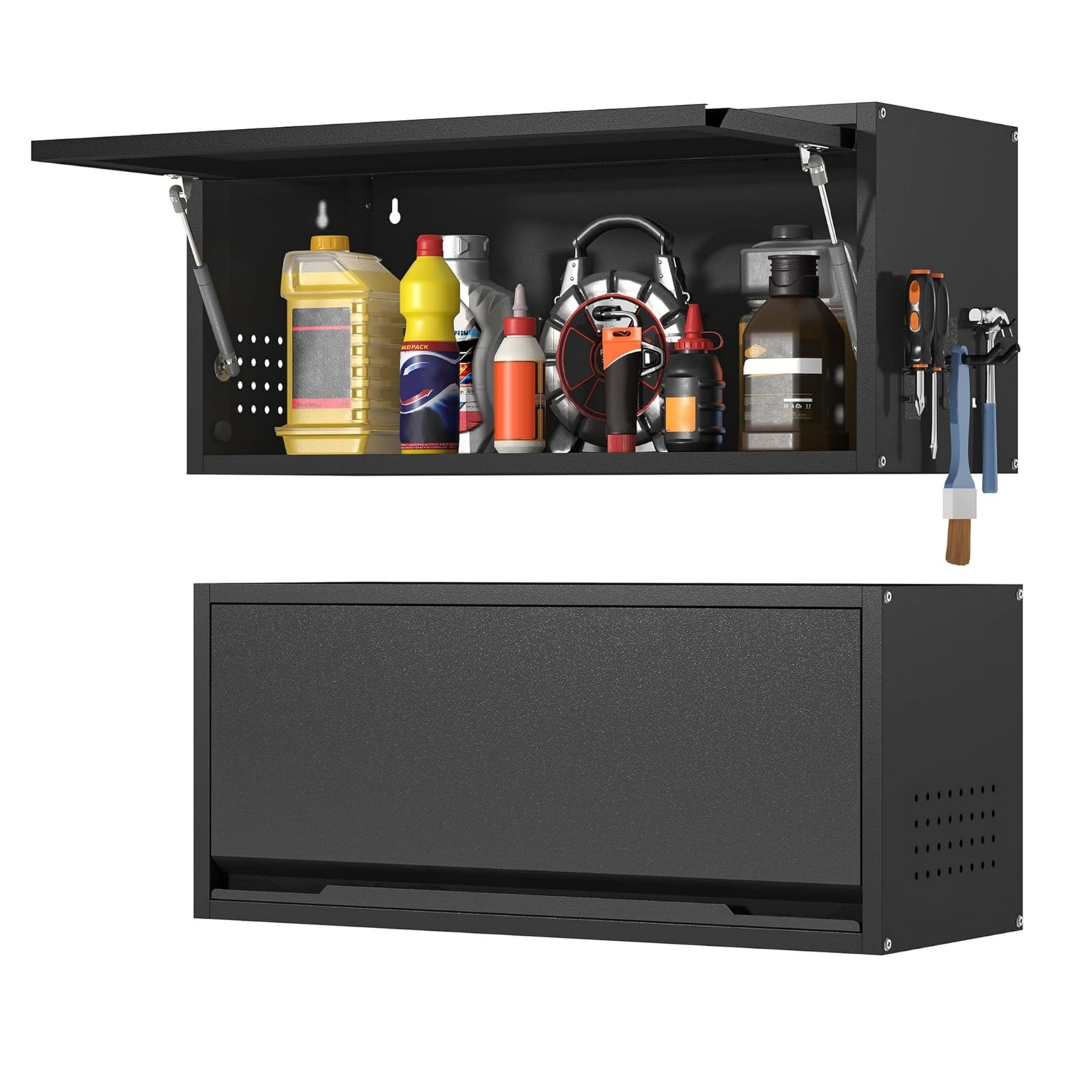 Wall Mounted Metal Storage Cabinet Garage Kitchen Wall Cabinet with Flip-Up Door