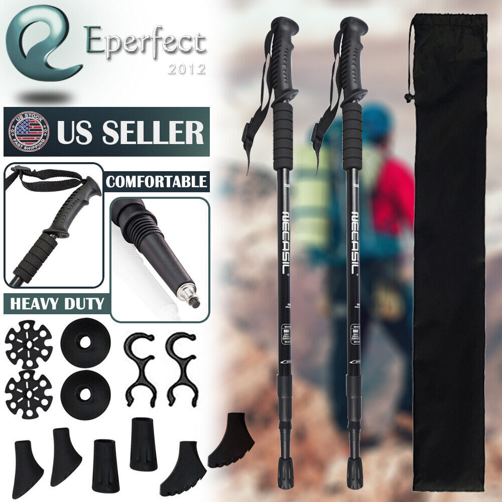 2x Trekking Poles Nordic Walking Hiking Sticks Anti-shock Adjustable Alpenstock