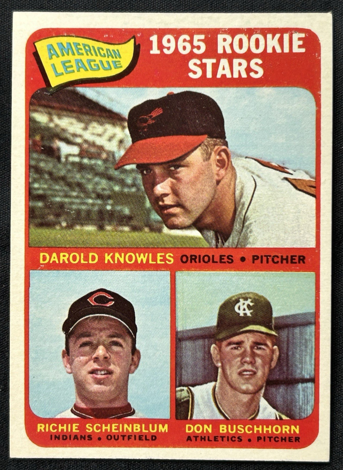 1965 Topps Baseball #577 Rookie Stars Knowles Scheinblum Buschhorn NM NR Center