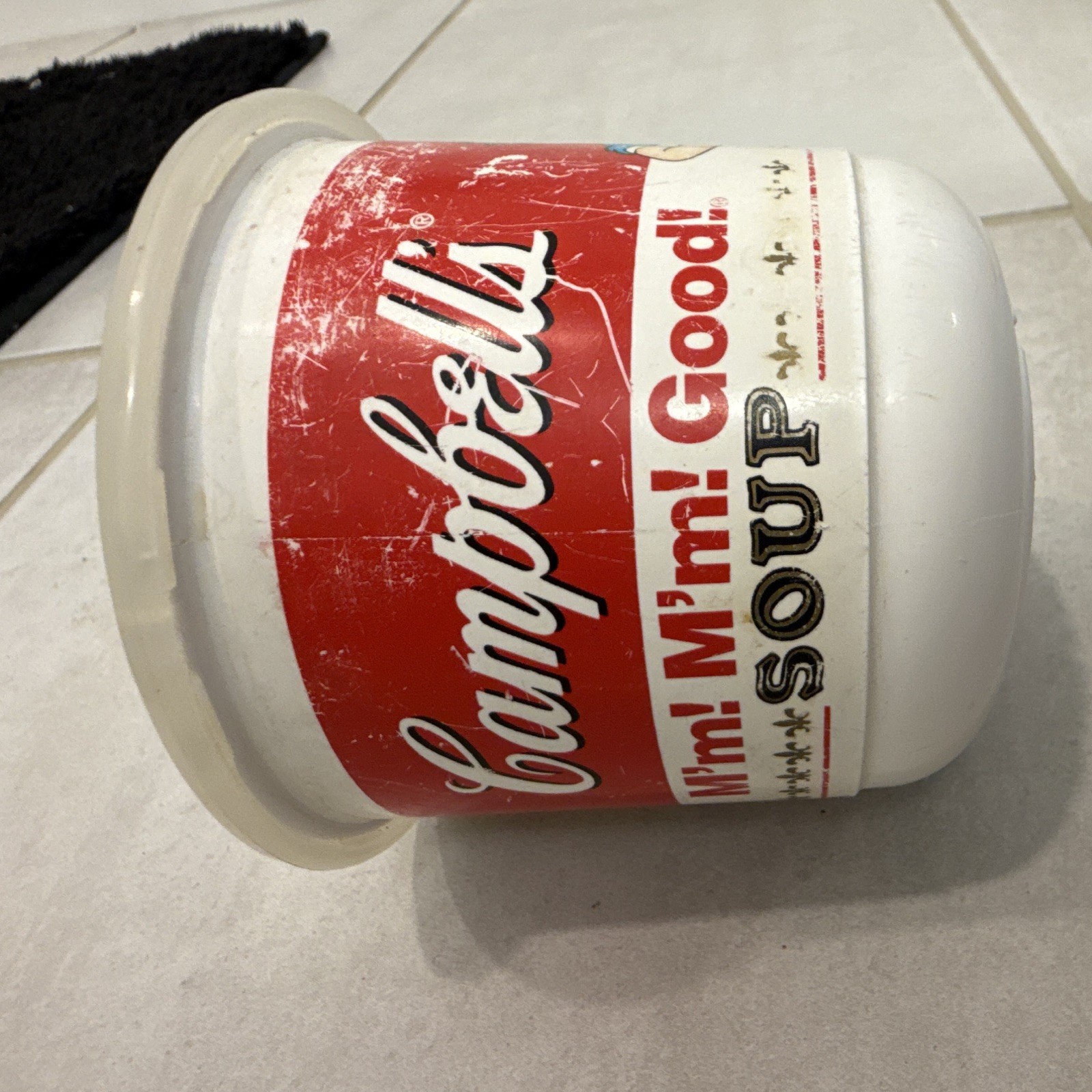 Vintage 92 Campbells Soup Plastic Mug Cup with Lid And Handle
