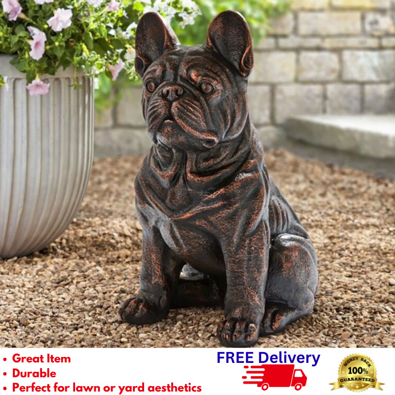 French Bulldog Statue Realistic Sitting Dog Figurine Outdoor Garden Decor 16\