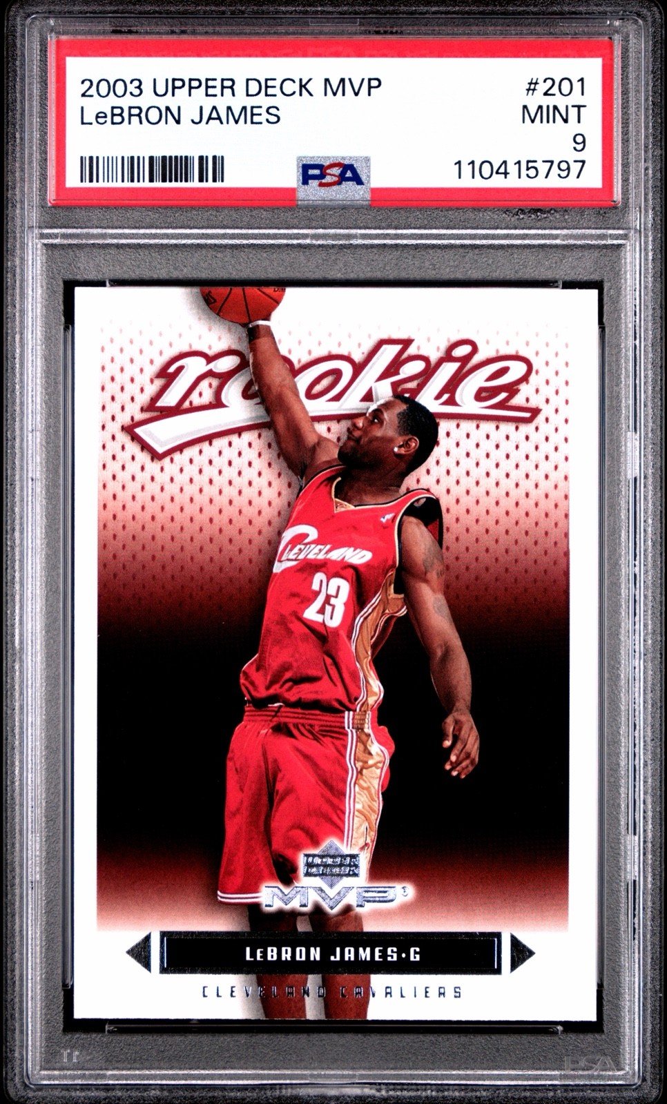 2003 Upper Deck MVP LeBron James Rookie #201 PSA 9 Cleveland Cavaliers RC 2003 Upper Deck MVP LeBron James Rookie #201 PSA 9 Cleveland Cavaliers RC