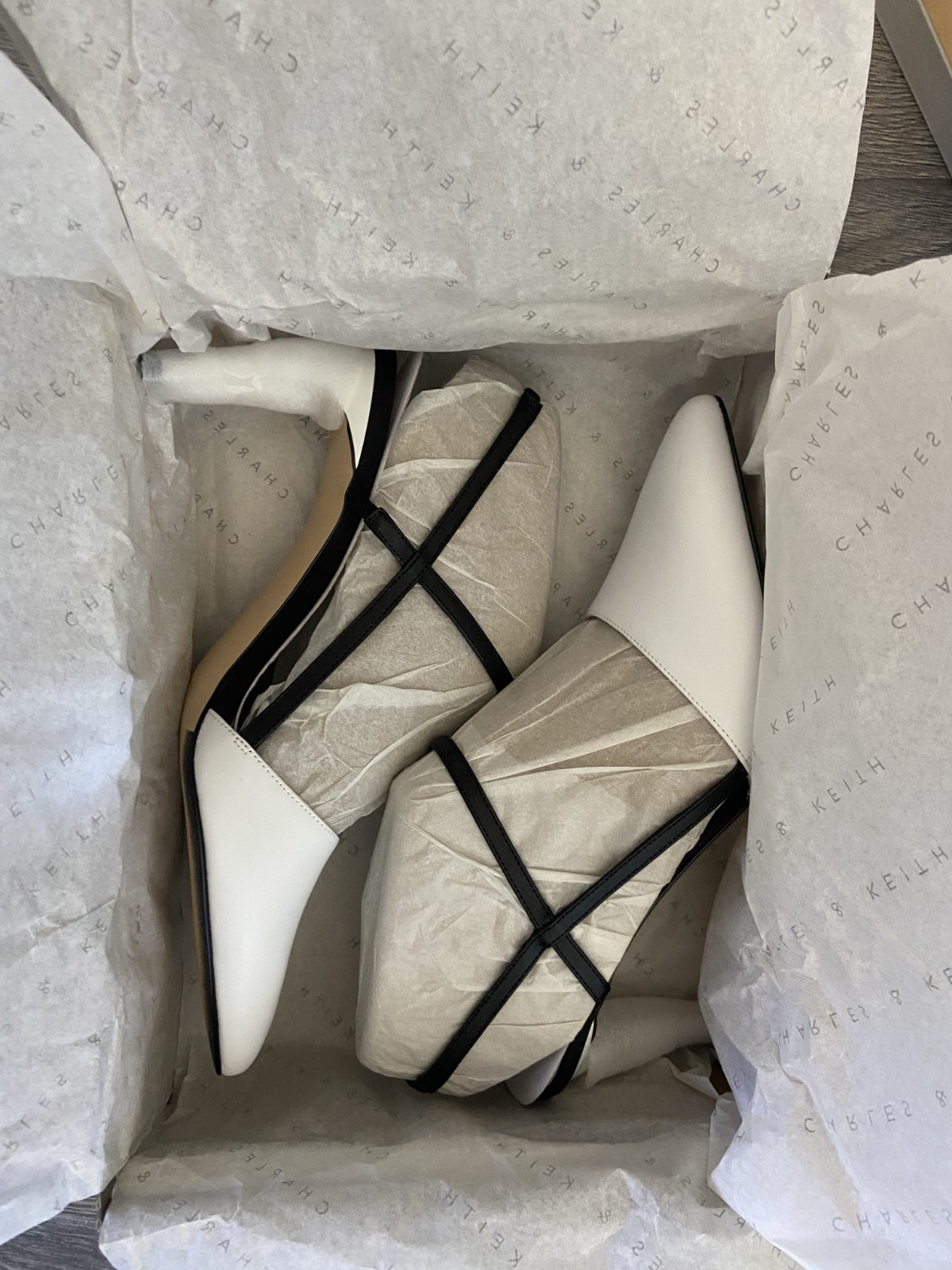 NIB Charles & Keith White Slingback Heels Size 7.5 (38) Covered Style CK1-609200 NIB Charles & Keith White Slingback Heels Size 7.5 (38) Covered Style CK1-609200
