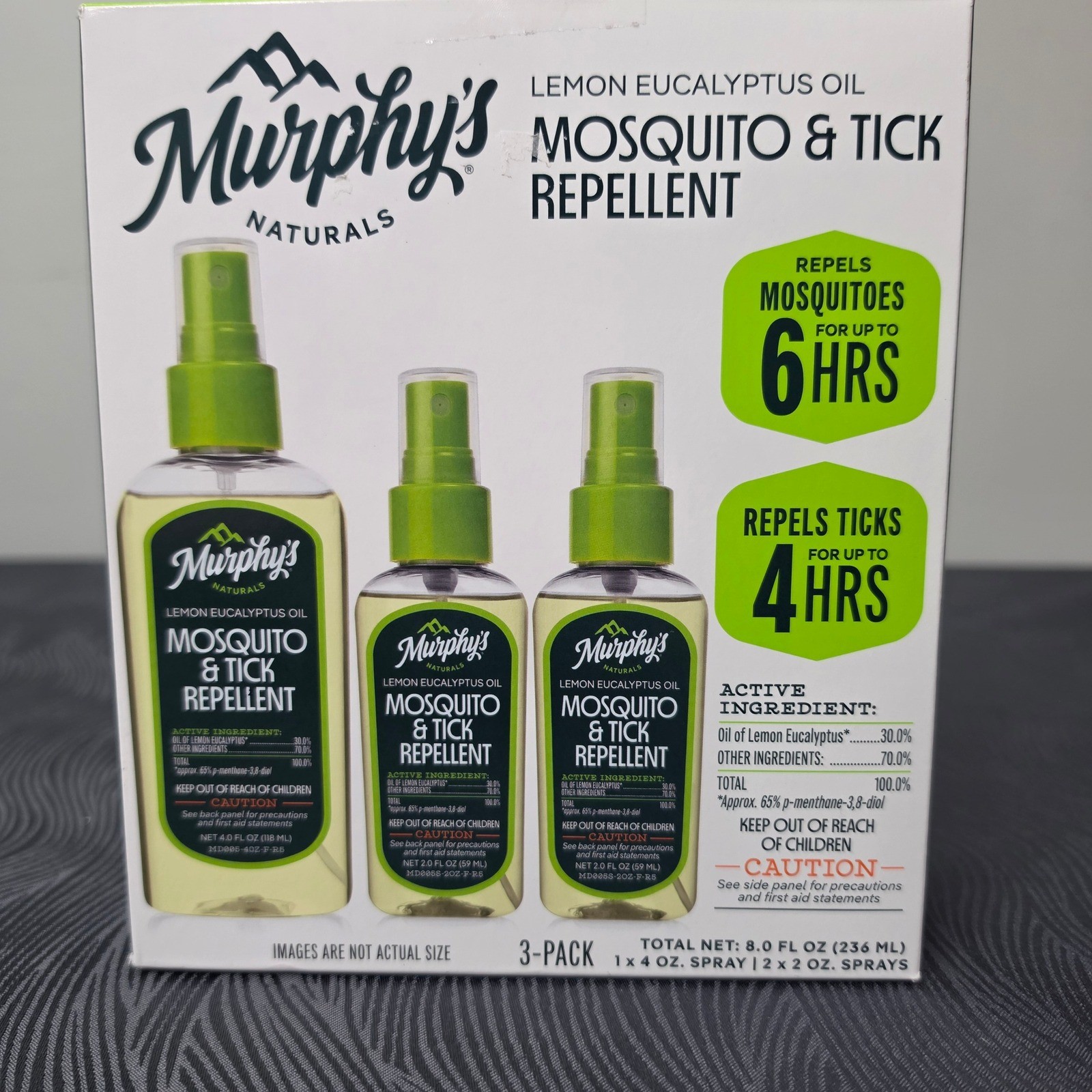 Murphy\'s Naturals Repellent Unisex 8oz Green Lemon Eucalyptus Oil 3-Pack Spray