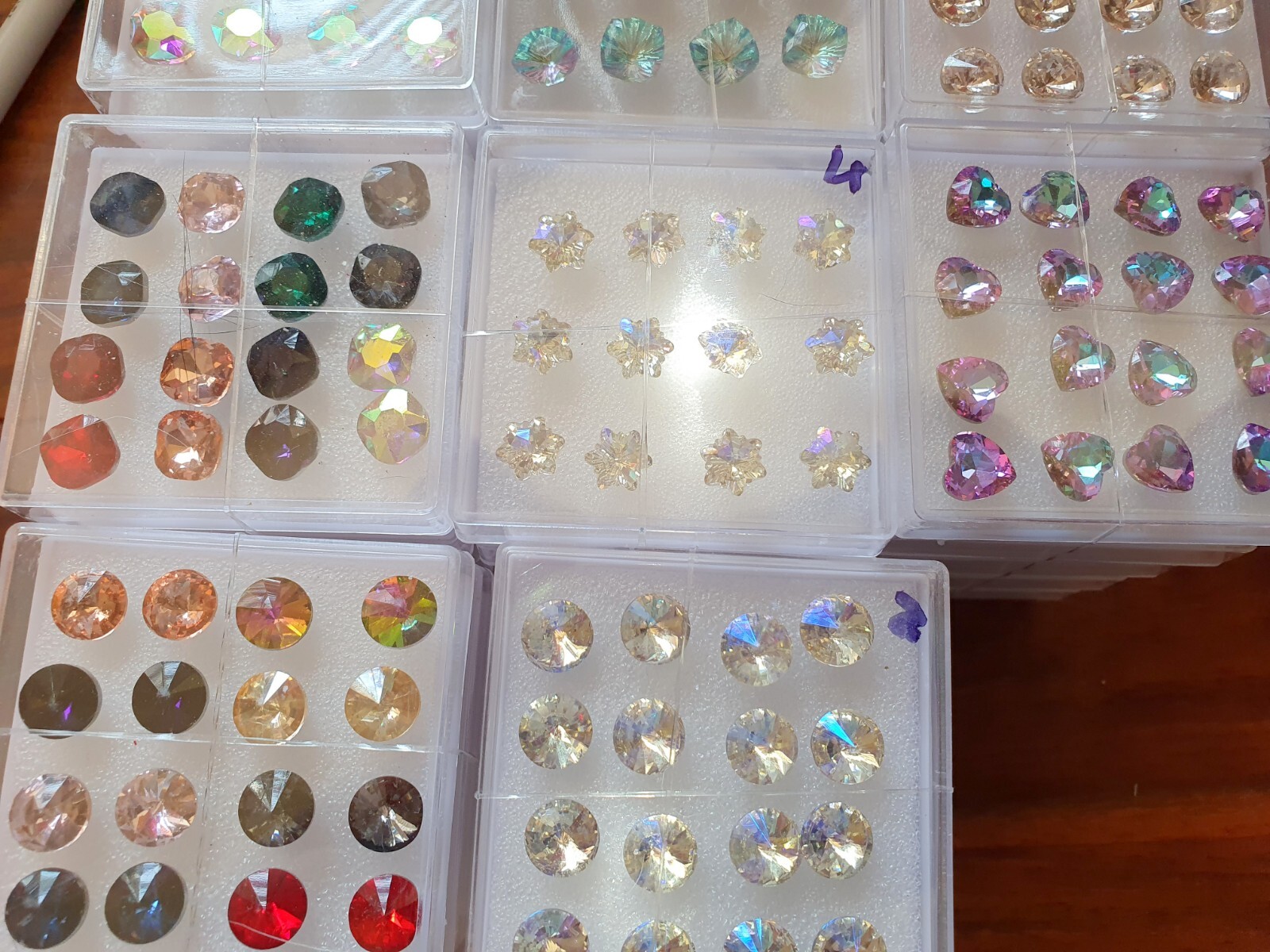 Joblot of 74 pairs Mixed color GLASS Crystal  STUD Earrings-NEW Wholesale