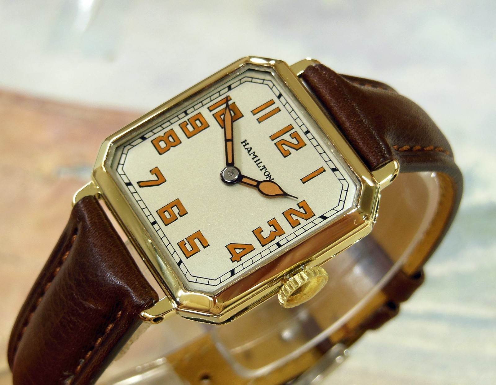 1926 Vintage HAMILTON SQUARE Cut Corner, Stunning Silver Dial, Serviced,