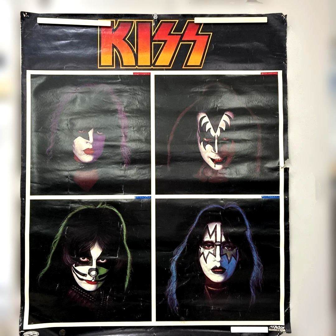 KISS Vintage Poster 4 Members Face Paint Victor 34.8 x 28.7 in Japan