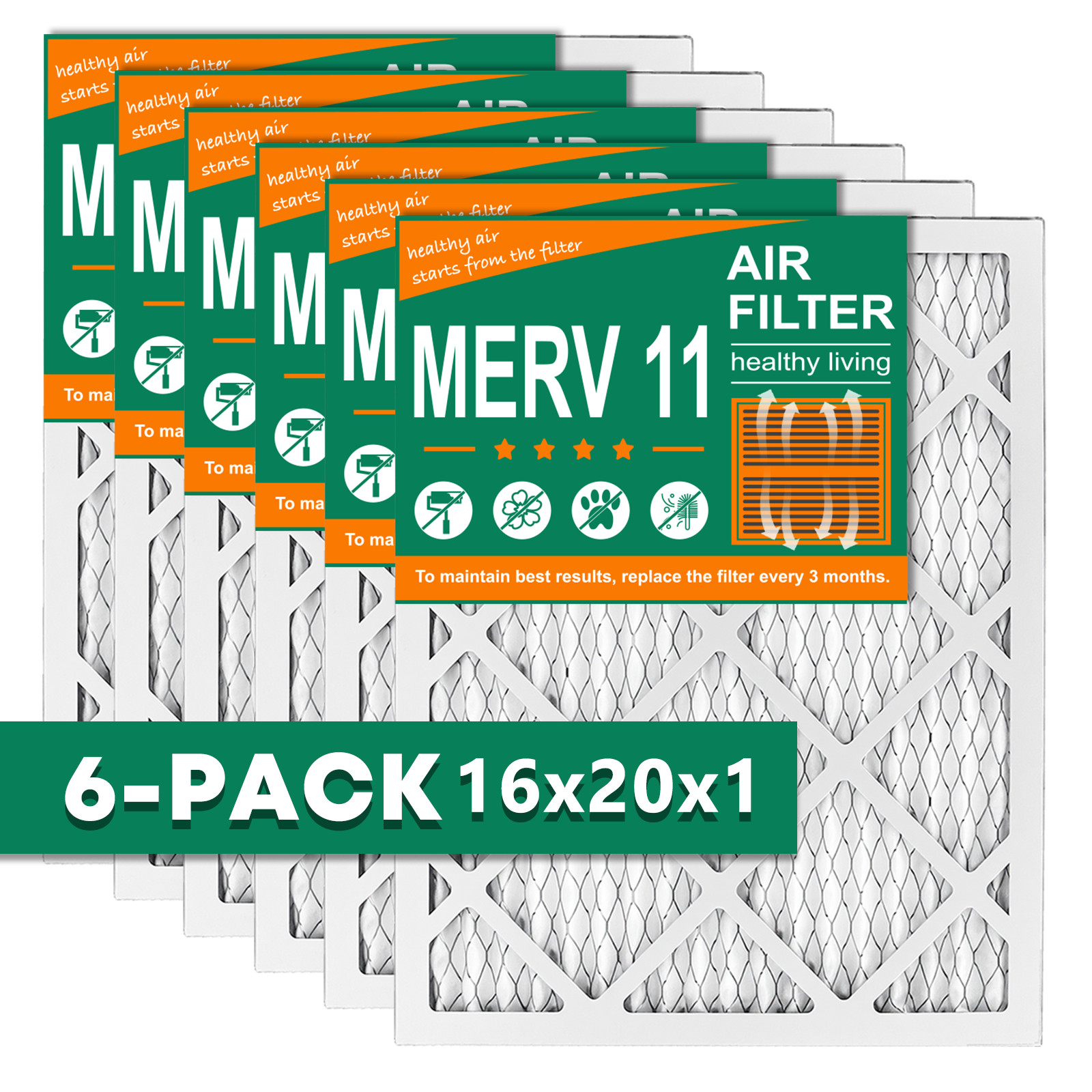 16x20x1 Pleated Air Filters, Replacement for HVAC AC Furnace (MERV 11) 16x20x1 Pleated Air Filters, Replacement for HVAC AC Furnace (MERV 11)