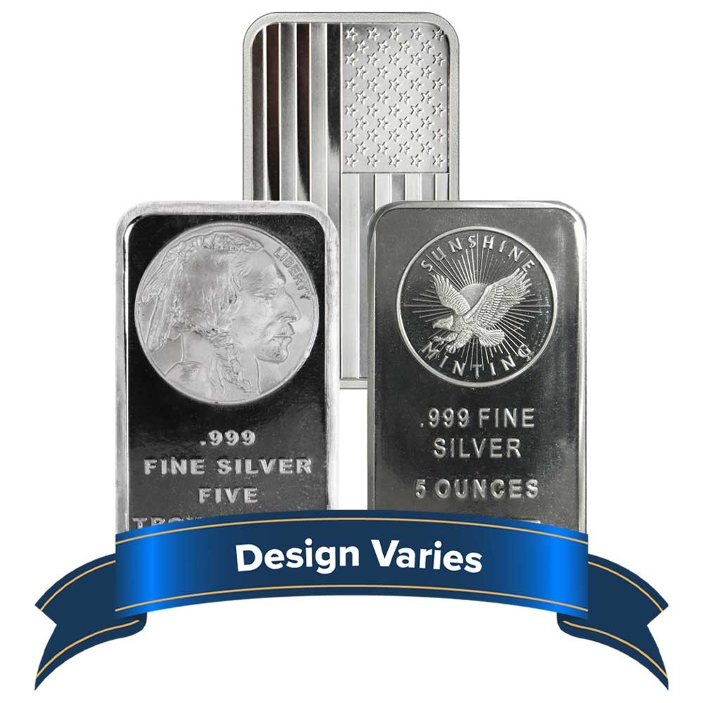 5 Troy oz Random Design Hallmarked Silver Bar .999 Fine Secondary Market