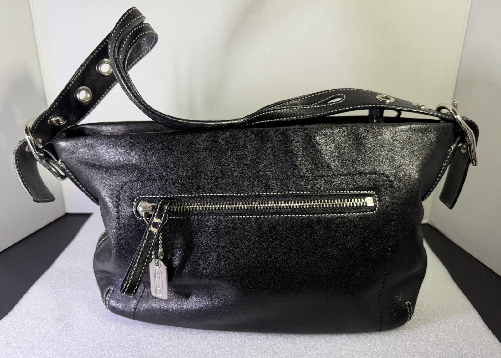 Coach 1417 Leather Shoulder Bag Black Tassle Vintage Y2K East West Legacy Hobo Coach 1417 Leather Shoulder Bag Black Tassle Vintage Y2K East West Legacy Hobo