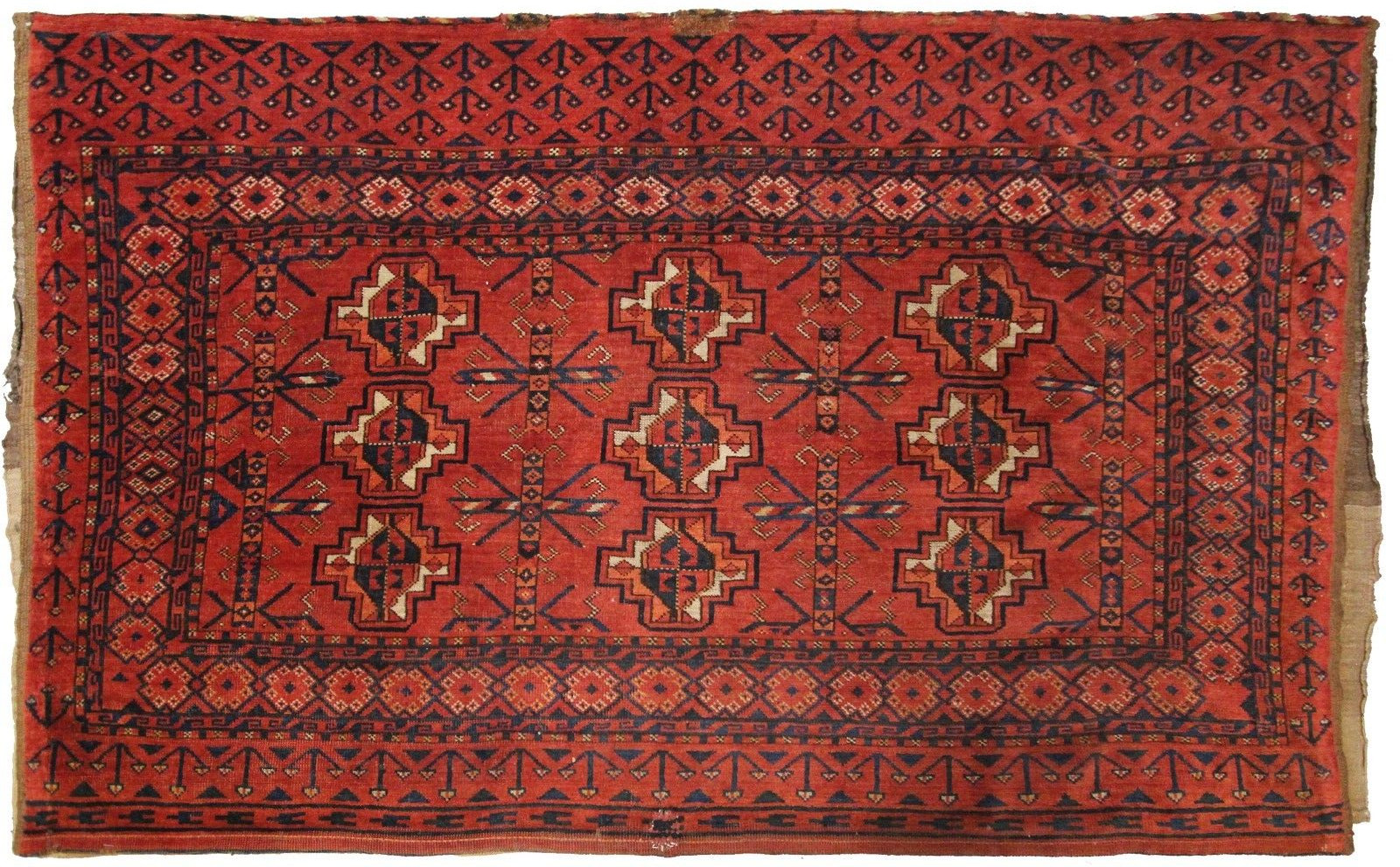 3x5 Antique Tribal Handmade Wool Area Rug Geometric Design c.1900