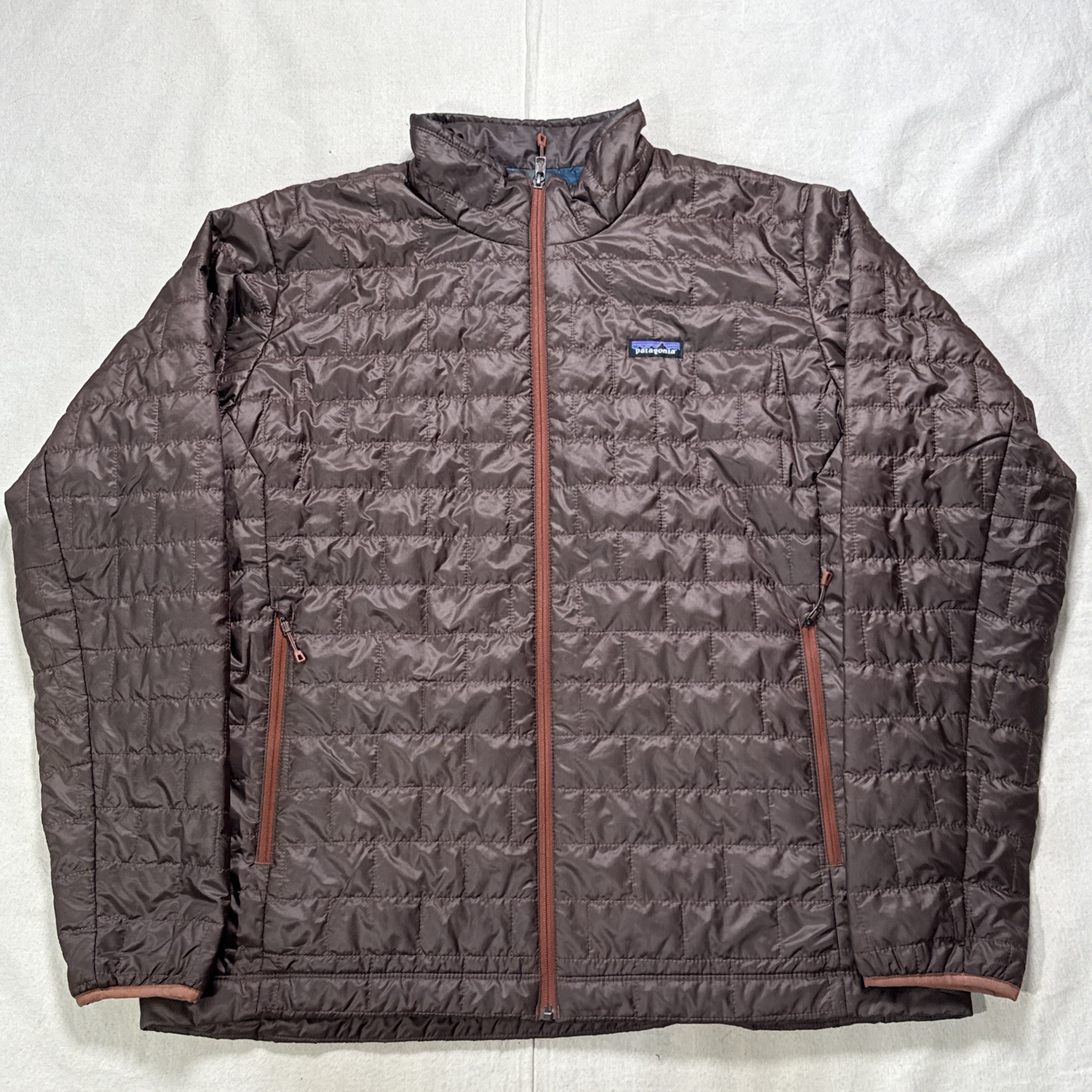 Patagonia Men\'s Primaloft Down Sweater Puffer Jacket Size 2XL Brown Full Zip