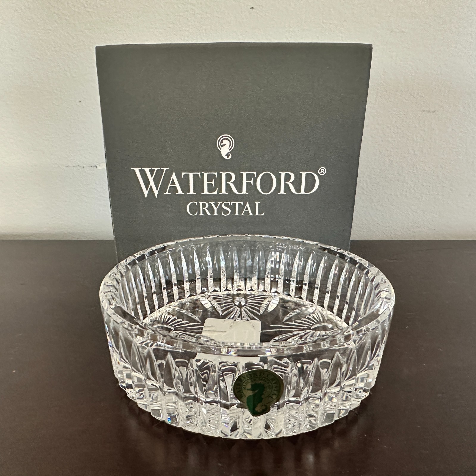 New Waterford Cut Crystal Best Wishes Champagne Wine Bottle Coaster Small Bowl