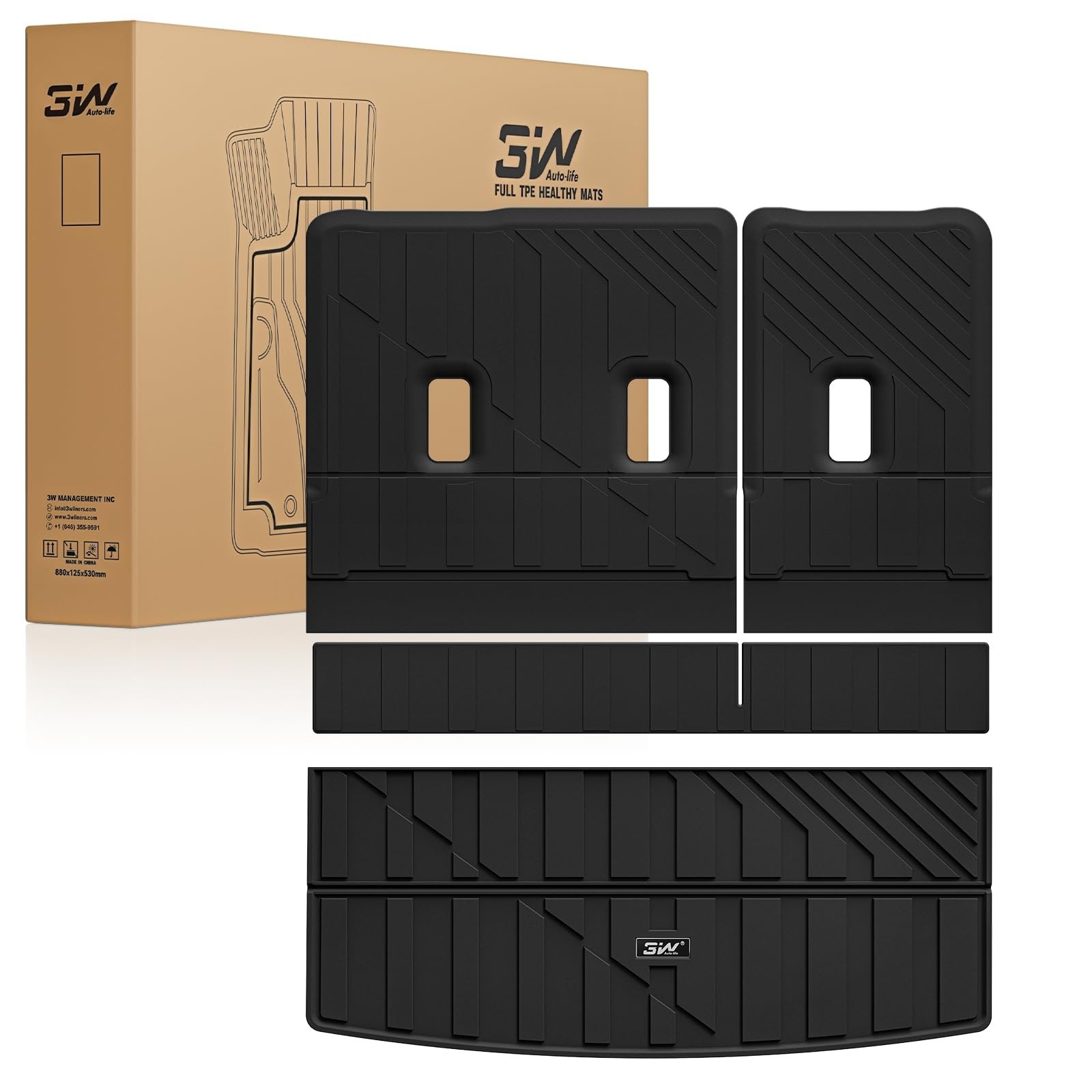 3W Cargo Liner & Seat Back Mats for 2021-2026 Tahoe Yukon Escalade TPE