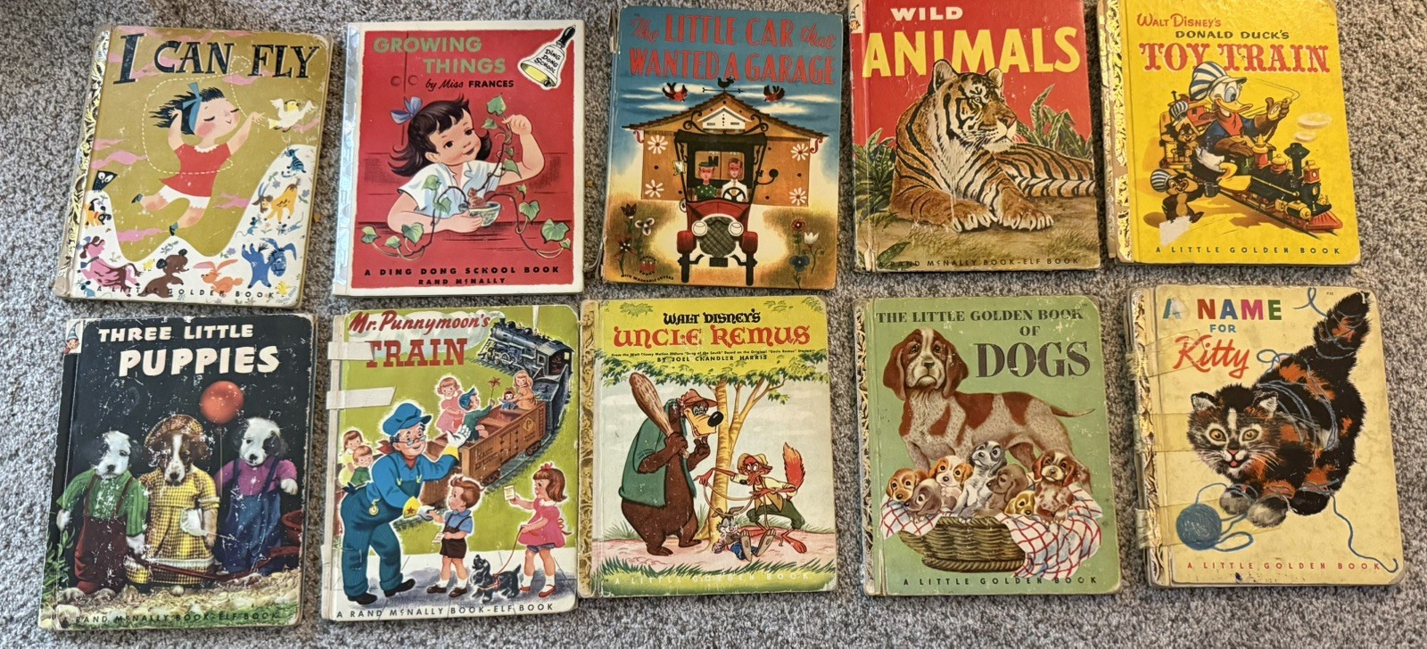 Little Golden Books Lot 10 Books Vintage Children\'s Hardcover