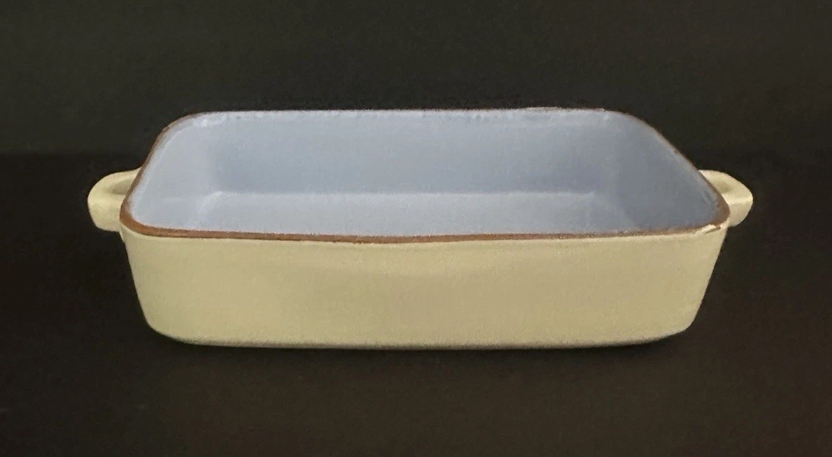 Vietri Italy Cucina Fresca Baking Dish Beige Blue Stoneware 8” X 5” X 2” New