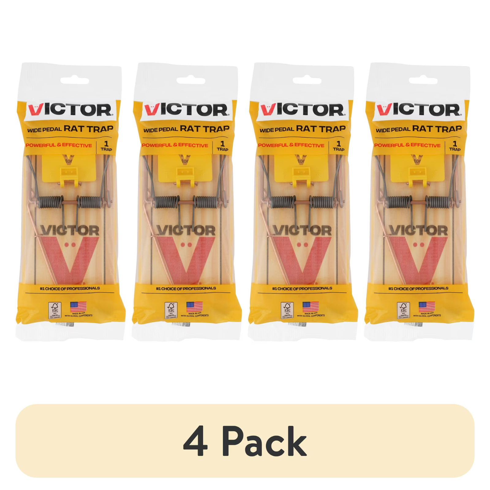 (4 pack) Victor Easy Set Extended Trigger Rat Trap - Wooden Rat Trap (4 pack) Victor Easy Set Extended Trigger Rat Trap - Wooden Rat Trap