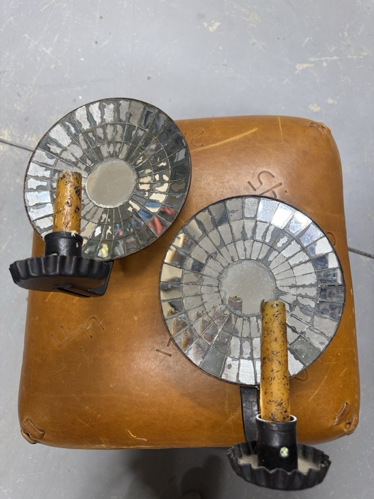 Vintage Colonial Revival  Spider Web Mirrored Sconces